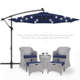 thumbnail image 2 of Best Choice Products 10ft Solar LED Offset Hanging Market Patio Umbrella for Backyard, Poolside, Lawn and Garden w/Easy Tilt Adjustment, Polyester Shade, 8 Ribs - Navy Blue, 2 of 7