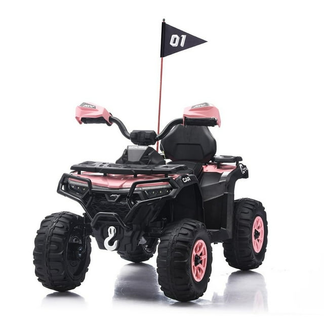 VTT pour Enfants 12 V avec Télécommande, Musique Bluetooth, Lumières, Suspension à Ressorts, 4 Roues Électrique à 2 Vitesses pour 2 à 6 Ans