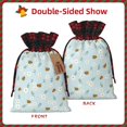 thumbnail image 2 of Rocae Bee Flower Print Christmas Drawstring Linen Gift Bag with Drawstrings Treat Bag Goody Present Bags for Christmas Party Favor, 2 of 8