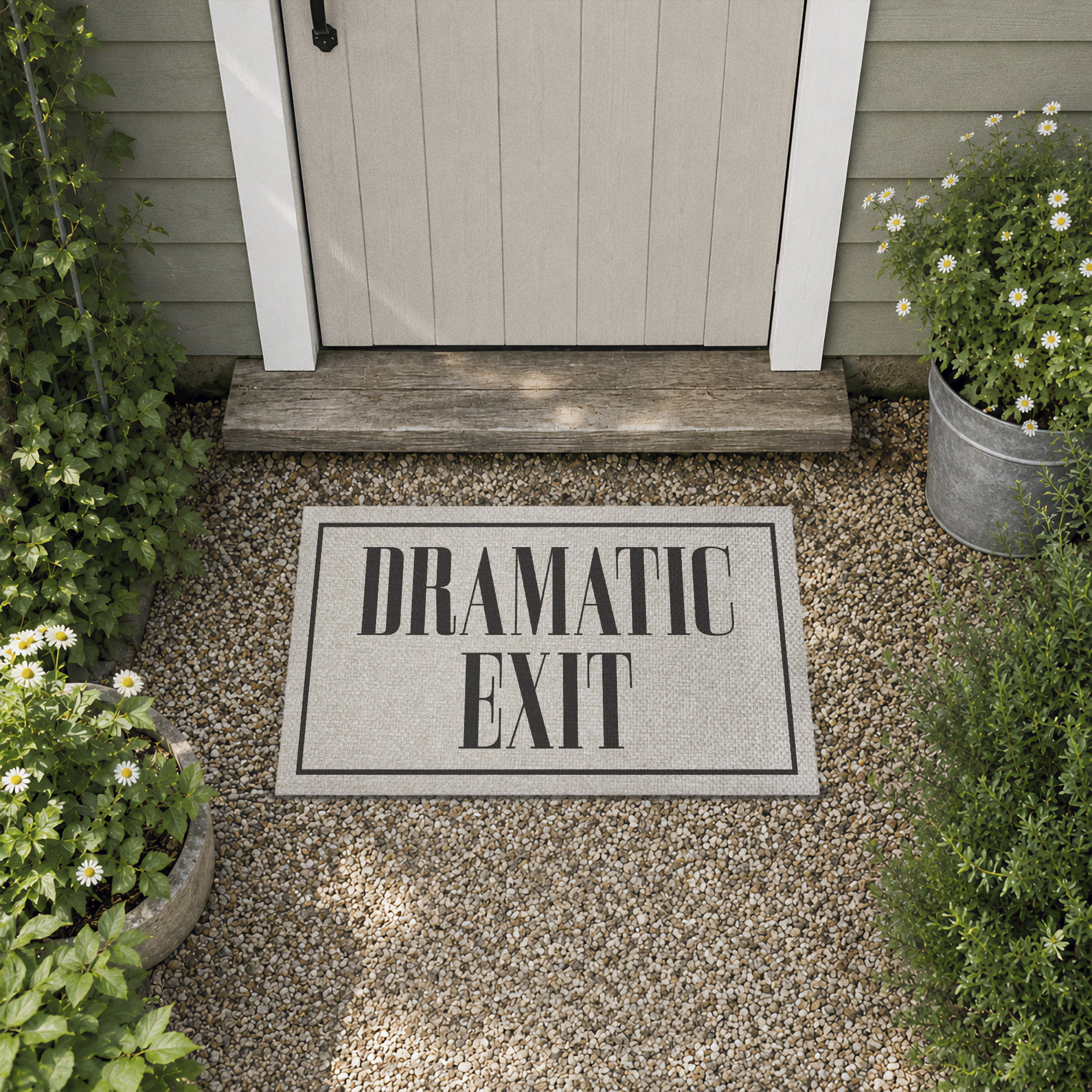 Stupell Industries Dramatic Exit Message Printed Outdoor Imitation Sisal Floor Mat, design by Lil' Rue