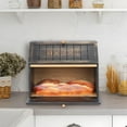 thumbnail image 6 of Double Layer Large Bread Box for Kitchen Counter, Retro Design Wooden Large Capacity Bread Storage Bin (Vintage Black), 6 of 14