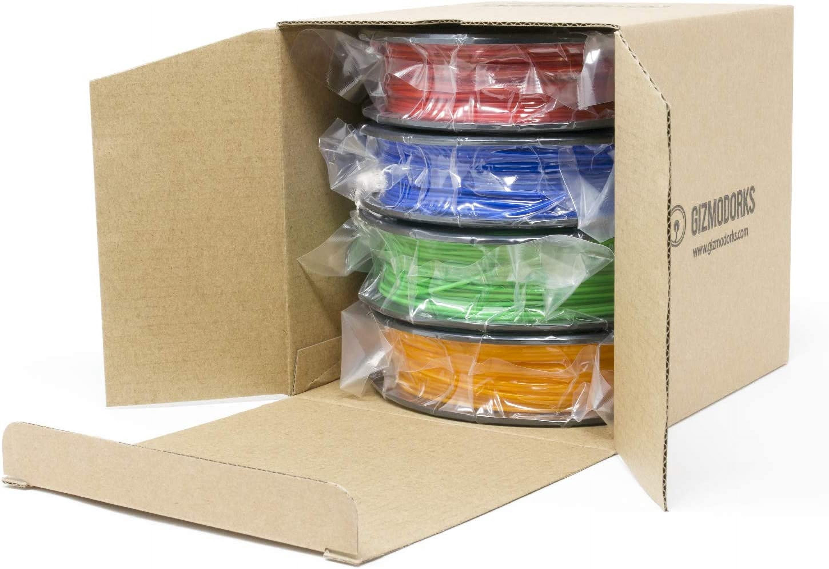 Gizmo Dorks PLA Filament for 3D Printers 1.75mm 200g, 4 Color Pack Multicolor (Original-Blue, Green, Orange, Red)