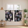 thumbnail image 2 of Country Flowers Kitchen Curtains 45 Inch Length, Botanical Purple Blue Floral Black Tiers Curtains for Bathroom Bedroom Cafe, Light Filtering Small Window Treatment Short Drapes 2 Panels 42"Wx45"L, 2 of 8