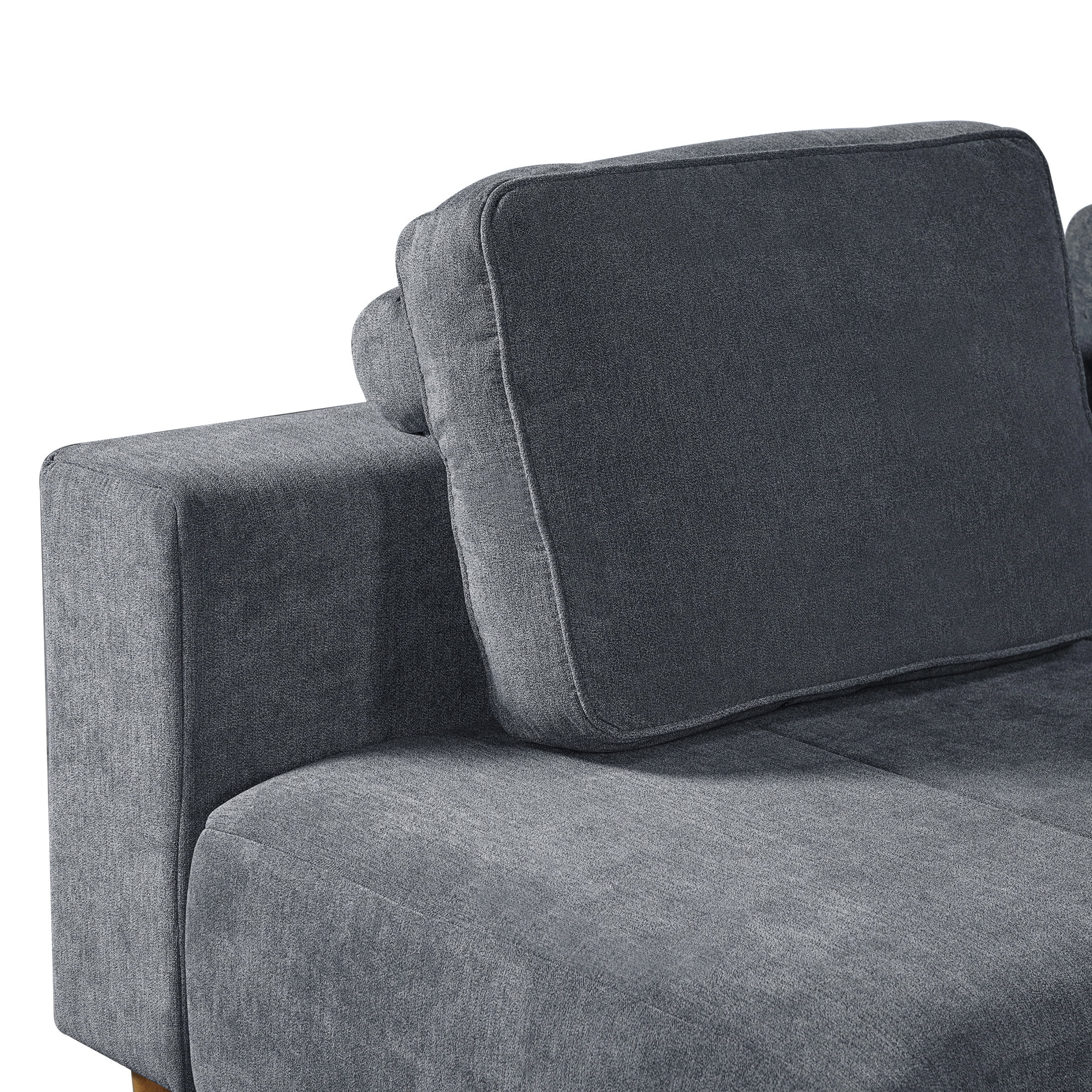 Christopher Knight Home 109" L-Shape Convertible Sectional Sofa, 4 Seater Couch with Wood Legs, Gray