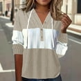 thumbnail image 2 of Ltctricy Hoodies for Women Long Sleeve Half Button Drawstring Color Block Ribbed Knit Sweatshirts Soft Casual Pullover Tops(Khaki,Large), 2 of 5