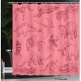 thumbnail image 3 of Ambesonne Jurassic Shower Curtain, Dinosaurs Skeleton Biology, 69"Wx84"L, Pastel Pink, 3 of 4