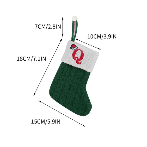 Bolsas de Regalo de Navidad de Punto de Lana de Navidad con Alfabeto Bordado,Verde 18x15cm para Niños Dulces Y Decoración de Vacaciones,Bolsas de Regalo de Vacaciones