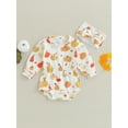 thumbnail image 2 of Wassery Baby Girl Halloween Clothes 3M 6M 12M 18M Infant Girl Casual Romper Tops Long Sleeve Pumpkin Print Jumpsuit Fall Outfits 0-18M, 2 of 8
