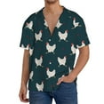 thumbnail image 3 of Fotbe Funny Chicken print Short Sleeve Button Down Shirts for Men Casual Summer Beach Wrinkle Free Shirt-X-Large, 3 of 7