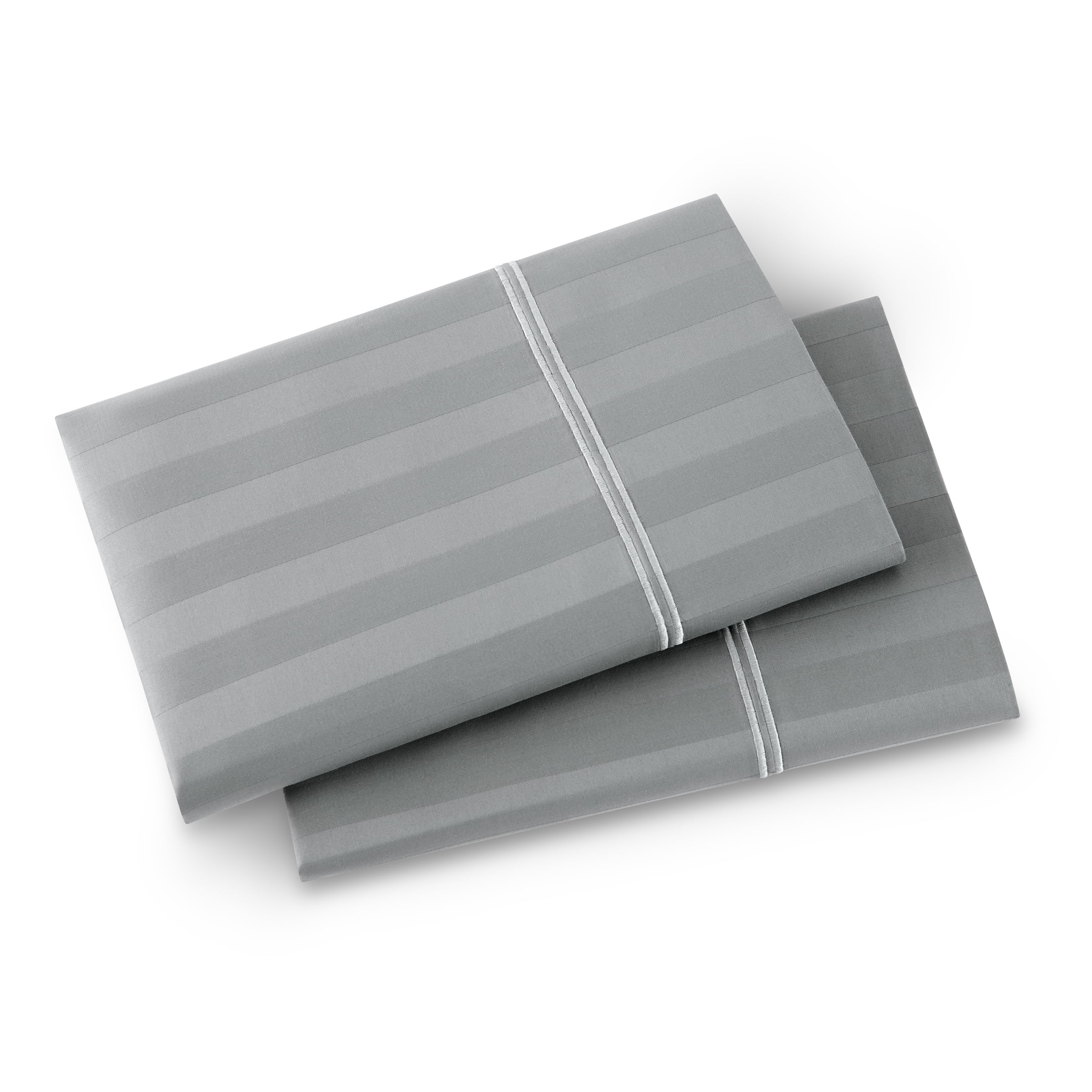 Wamsutta 1846 650 Thread Count Gray Flannel Stripe Egyptian Giza Cotton Sateen Pillow Cases, King (2 Count)