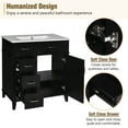 thumbnail image 4 of EUROCO 30" Bathroom Vanity with Ceramic Sink,Solid Wood Bathroom Makeup Cabinet with Soft Close Door,Adjustable Shelf and 3 Drawers,Free Standing Single Basin Vanity Set for Bathroom,Black, 4 of 7