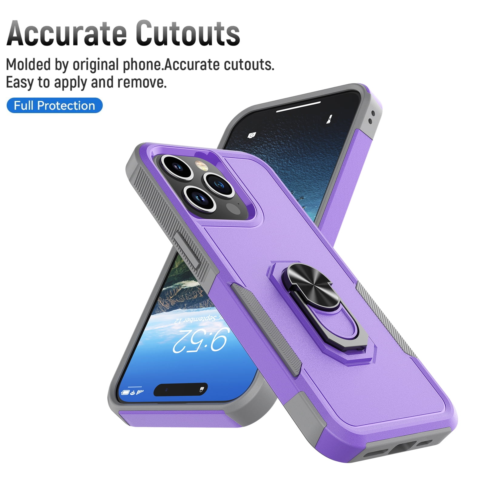 Phone Case for iPhone 15,15 Pro,15 Plus,15 Pro Max Case,Heavy Duty  Shockproof Full Body Phone Cover Built in 360° Rotatable Ring Holder  Magnetic