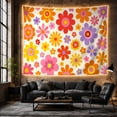 thumbnail image 6 of Retro Floral Pattern With Bright Daisy Blooms, Playful Vintage Style for Flower Lovers, Botanical Wall Art, Mother's Day Gift, Tapestry Wall Hanging for Bedroom and Living Room, 6 of 7