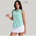 thumbnail image 2 of Womens Summer Tops Athletic Curved Collar Half Zip Breathable Sleeveless Tennis Top Shirts for Women Green XL, 2 of 9