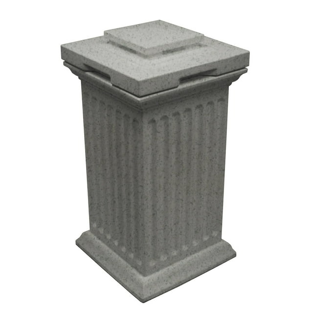 Good Ideas Savannah Outdoor Column 30 Gallon Storage & Waste Bin, Light Granite