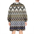 thumbnail image 2 of Wearable Oversized Blanket,Blue Geometric Zigzag Checker Pattern Wearable Blanket Hoodie for Adults,Cozy Hooded Blankets with Super Pockets,Super Warm Fuzzy Pullover for Women & Men, 2 of 6