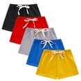 thumbnail image 2 of HVOBTTY Summer Toddler Kids Straight Leg Bike Shorts 5PC Solid Color Cotton Loose Relaxed Daily Casual Breathable Bottoms, 5-Pack, 2 of 4