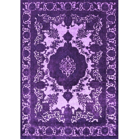 Ahgly Company Indoor Rectangle Oriental Purple Industrial Area Rugs, 2' x 5'