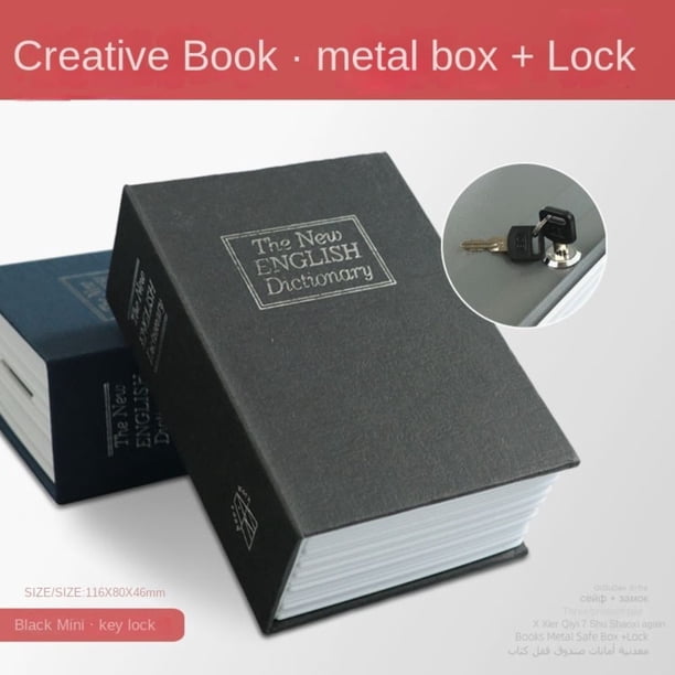 Libro hueco con forma de diccionario para ocultar joyas, hucha con cerradura y llave para el hogar
