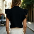 thumbnail image 5 of Harpily Womens Tops Casual V Neck Sleeveless Ruffle Soft Breathable Relaxed Silhouette Daily Vacation Work Blouse Tops, 5 of 5