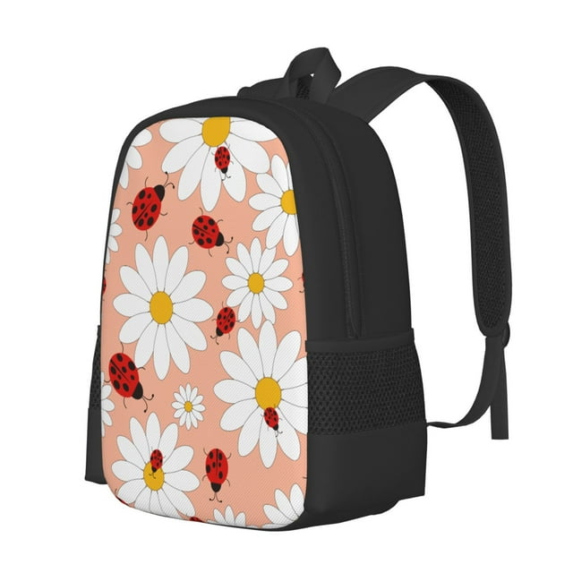 Lukts Daisy and Ladybug for Large Capacity Backpack, 600D Oxford Cloth Schoolbag Sports Backpack - Adjustable Shoulder Straps, Unisex