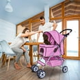 thumbnail image 2 of YRLLENSDAN 4 Wheels Dog Strollers Pet Strollers Cat Strollers with Cup Holder & Removable Liner Waterproof Doggy Stroller for Small Medium Dogs, Pink, 2 of 7