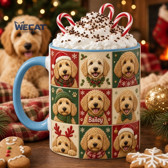 Ceramic Mug Goldendoodle Christmas Personalized Coffee Cup for Doodle Lover Gift
