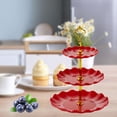 thumbnail image 4 of Bandeja de Almacenamiento Gloria Torre de Postres Soporte para Cupcakes Rojo 3 Capas, 4 of 9