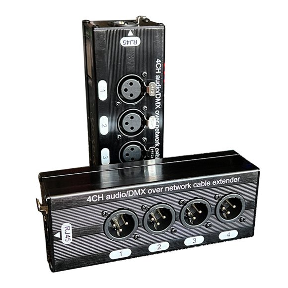 1Pair 4-Channel 3Pin XLR Audio RJ45 Ethernet Extender Network Cable Extender DMX512 Network Signal Extender Male+Female
