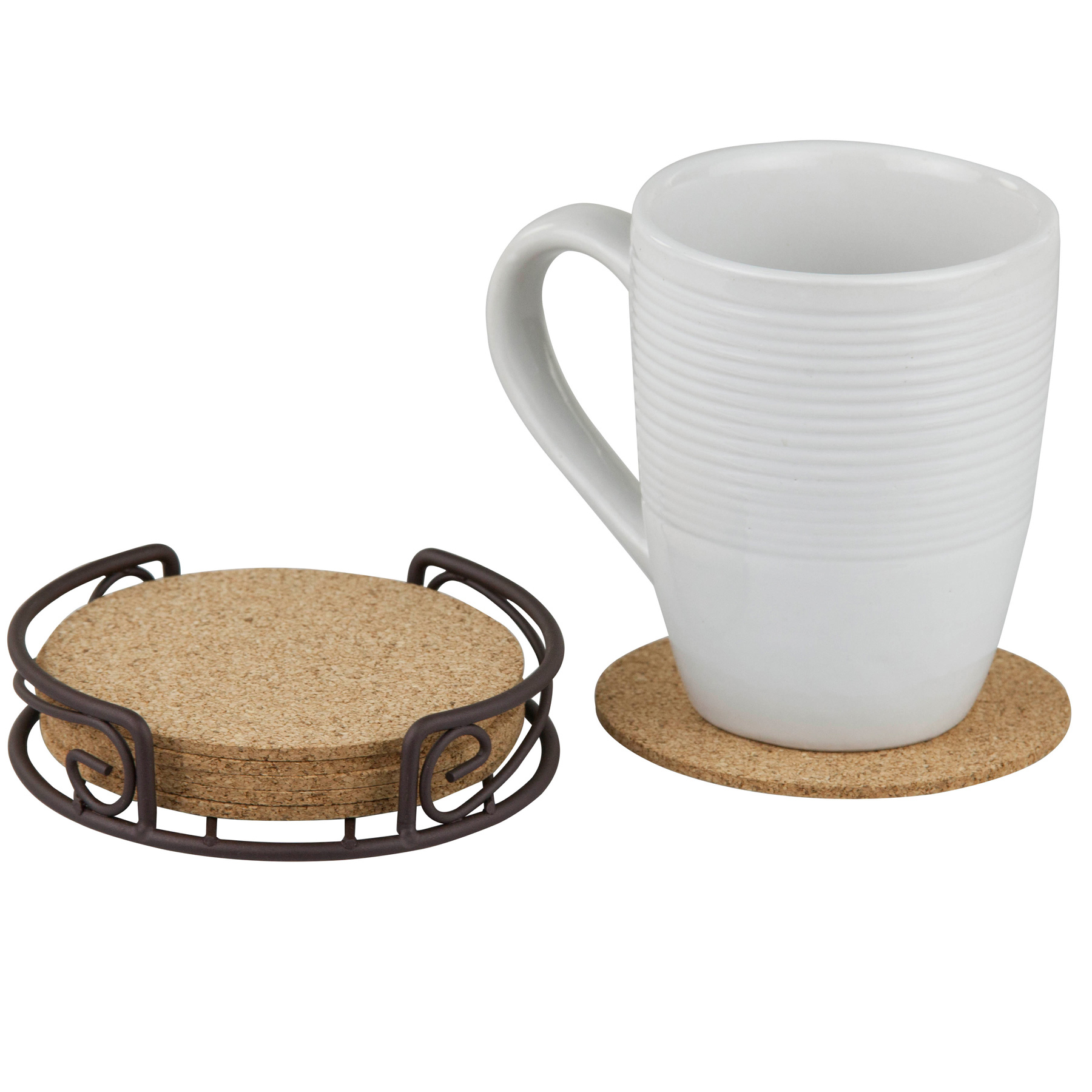 Bronze & All Natural Cork Drinking Glass Cup Coaster Set of 6