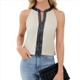 thumbnail image 3 of Camisa de con Cuello en V y Sin Mangas para Mujer, para Oficina y Trabajo. Albaricoque XXL, 3 of 9