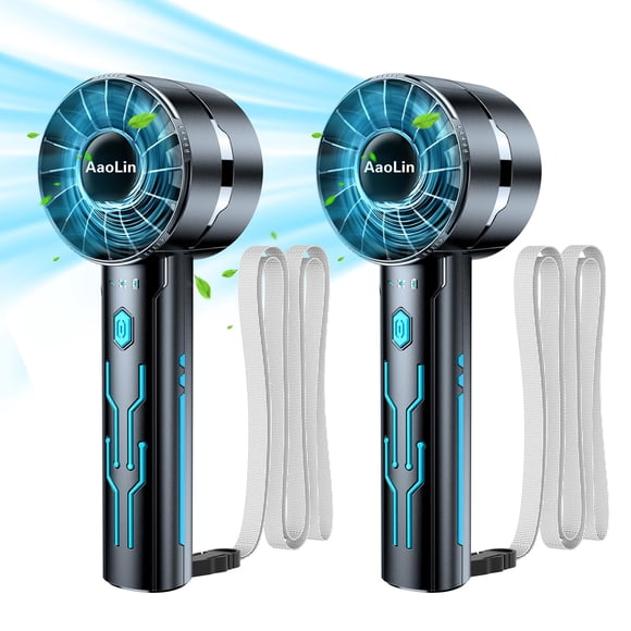 Ventilador de mano AAOlin Mini, portátil, paquete de 2, recargable, 4 velocidades