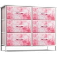 thumbnail image 1 of Songqin Dresser with 6 Drawers Fabric Storage Tower Organizer – Steel Frame, Wood Top, Easy Pull Bins for Bedroom, Closet, Hallway, Office-Pink Tie Dye, 1 of 12