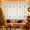 thumbnail image 3 of Blue Diamond Medallions in Balanced Ivory Rows, Calming Boho for Home Decor Lovers, Geometric Wall Art, Housewarming Gift, Tapestry Wall Hanging for Bedroom and Living Room, 3 of 7