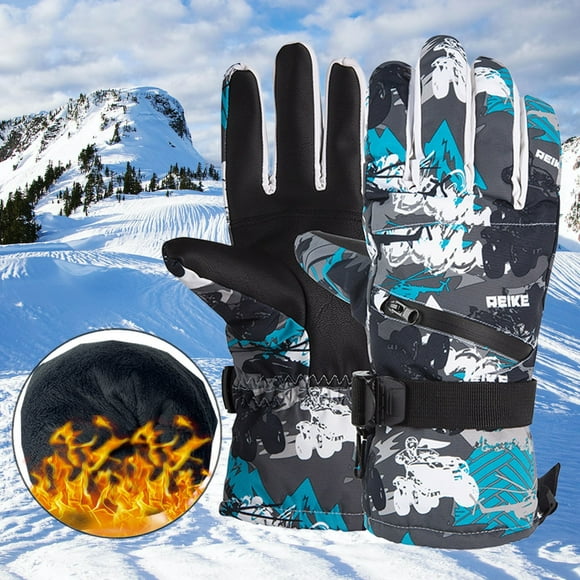 WIFKLSIIPG Ski Gloves Men's and Women's Winter Warm Cotton Gloves Thickened Adult Outdoor Riding Zipper Motorcycle Gloves