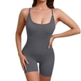 thumbnail image 2 of YTCAMLO Seamless Women Workout Romper One Piece Summer Casual Ribbed Jumpsuit Sleeveless Cross Back Yoga Catsuit Tummy Control Bodycon Shapewear, Dark Gray S, 2 of 5