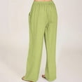 thumbnail image 3 of Bloomae Plus Size Linen Pants Women Summer Wide Leg Pants Lightweight Drawstring Elastic Waist Pants High Waisted Cotton Lounge Pants Casual Beach Trousers with Pockets A-Green#02 XL, 3 of 9