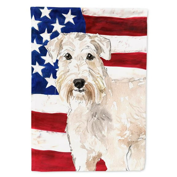 Patriotic USA Wheaten Terrier Flag Canvas House Size