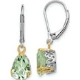 thumbnail image 1 of Sterling Silver And 14K Accent Green Quartz Leverback Earrings (28 X 8) Made In India qe6076, 1 of 5