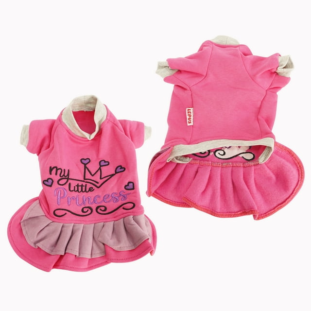 SussexHome Grande Robe pour Chiens d'Hiver - Robe Pull Lavable Mignonne - Couverture Complète Brodée pour Filles - Rose