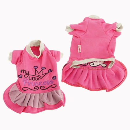 SussexHome Pets Small Dog Dress for Small Dogs for Winter - Washable Cute Dog Sweater Dress - Full Coverage Embroidered Dog Sweater for Girls - Pink