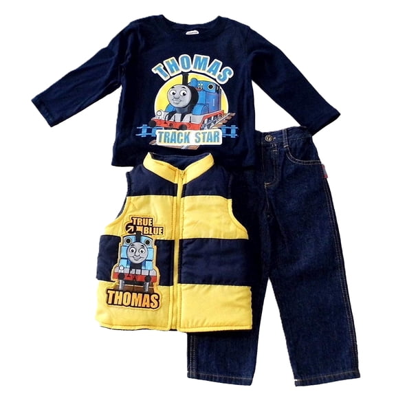 Thomas the Train Little Boys' Toddler 3 Piece Vest Set True Blue Thomas 4T