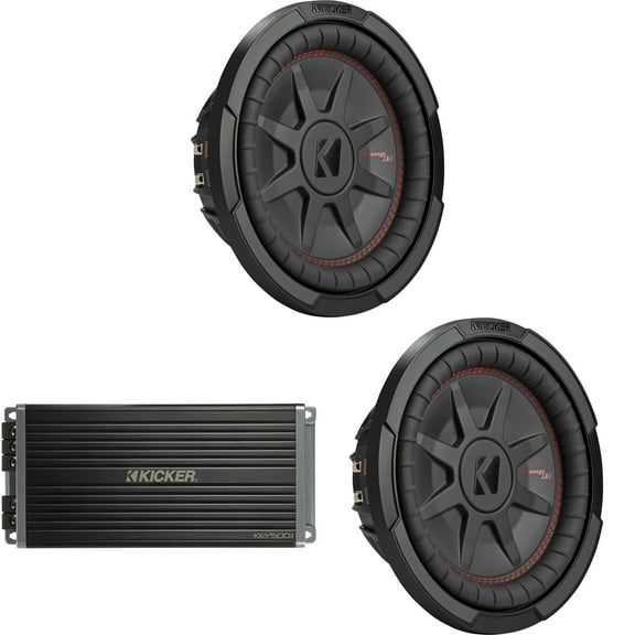 Kicker (2) 48CWRT102 CompRT 10" Subwoofer, DVC, 2-ohm w/ 47Key5001 Amp Bundle