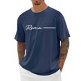 thumbnail image 2 of Roma Letter Graphic Tees for Men Summer Short Sleeve Crewneck Casual Italia Rome Travel T Shirts Streetwear, 2 of 5
