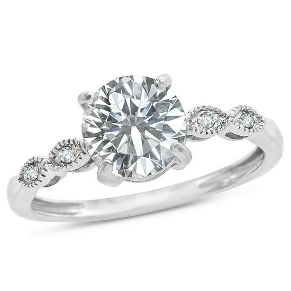 Star K� Round 7mm Genuine White Topaz Vintage Antique Look Engagement Promise Ring
