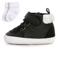 thumbnail image 2 of Infant Baby Boys Girls High Tops Ankle Sneakers Soft Anti-Slip Sole Lace-up PU Leather Moccasins Toddler Newborn Prewalker First Walking Crib Shoes 0-18Months, 2 of 5