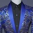 thumbnail image 4 of Toimothcn Suit Jacket For Men Autumn Winter Casual Slim Fit Suit Jacket Gold Floral Embroidery Sequins Business Lapel Two Button Stage Performance Blazer Comfy Men's Clothing, 4 of 4