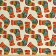 thumbnail image 1 of Ethnic Fabric by the Yard, Image of Colorful Hand Knitted Christmas Socks in Continuous Pattern, Upholstery Fabric for Dining Chairs Home Decor Accents, Eggshell and Multicolor by Ambesonne, 1 of 4