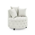 thumbnail image 6 of Lazy Sofa Chairs, Velvet Upholstered Swivel Chair for Living Room, with Button Tufted Design and Movable Wheels, Including 3 Pillows, Beige, Beige Bean Bag Chairs,Foam Faux Leather Bean Bag Chairs, 6 of 12