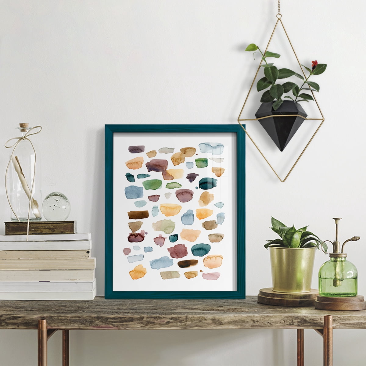 Shattered Segments I - Framed Print w/glass - Ocean Blue